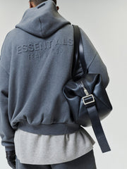 Embossed FW26 90s Relaxed Zip-Up Hoodie