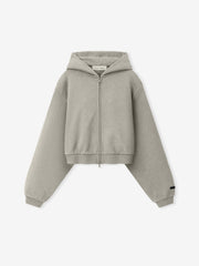 Womens Embossed FW26 Cropped Zip-Up Hoodie