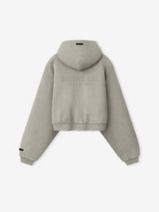 Womens Embossed FW26 Cropped Zip-Up Hoodie