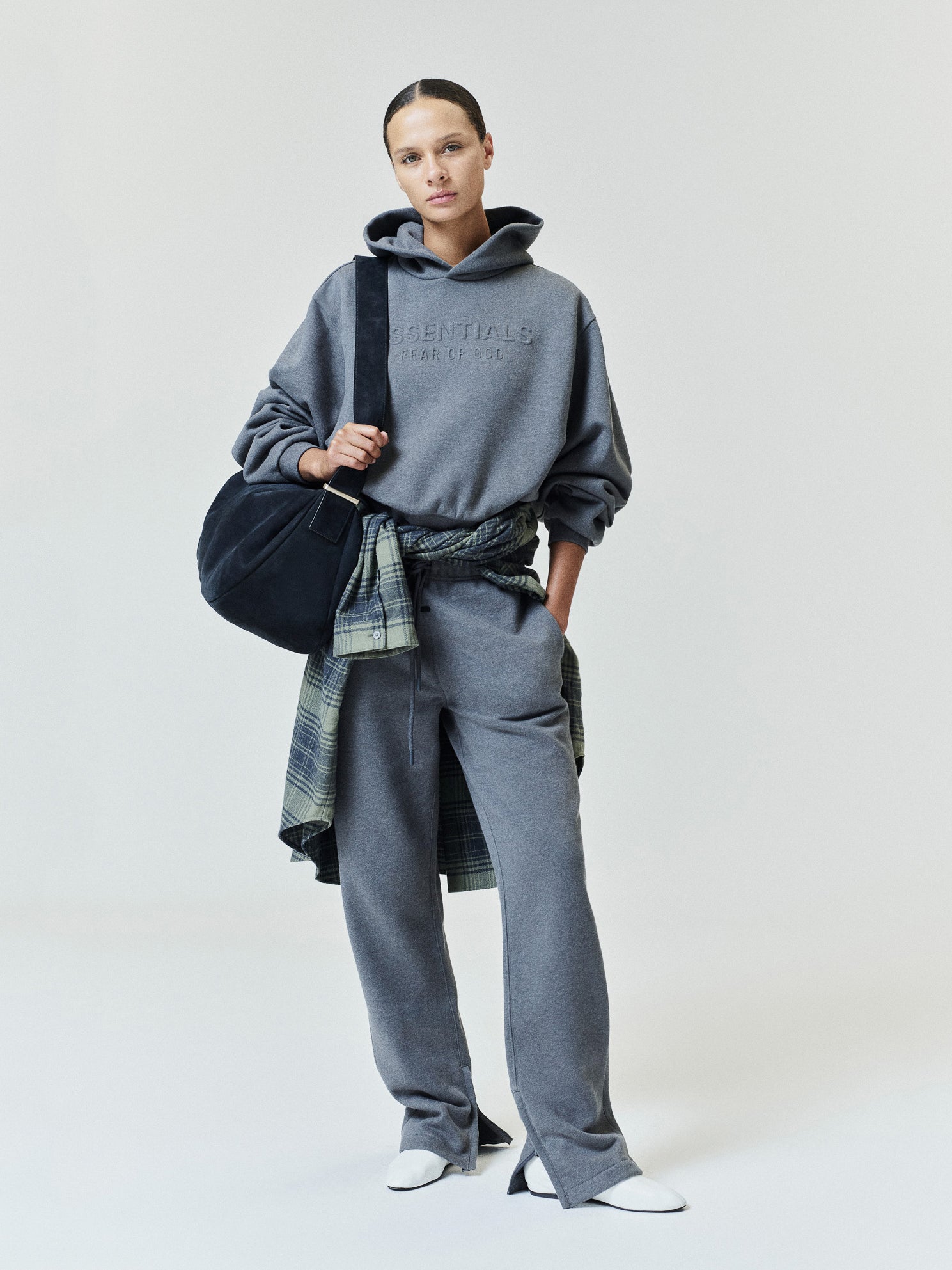 Womens Embossed FW26 Cropped Hoodie