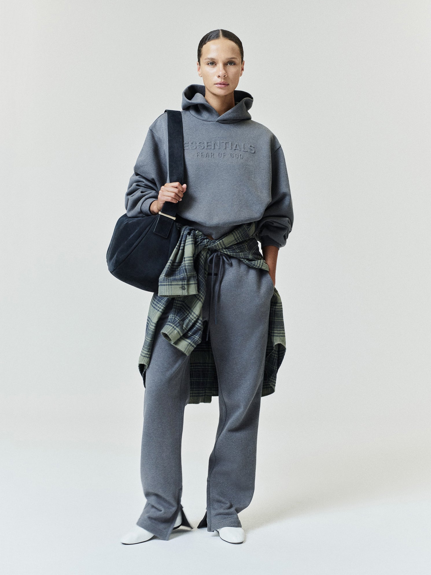 Womens Embossed FW26 Cropped Hoodie