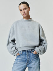 Womens Embossed FW26 Modern Cropped Crewneck